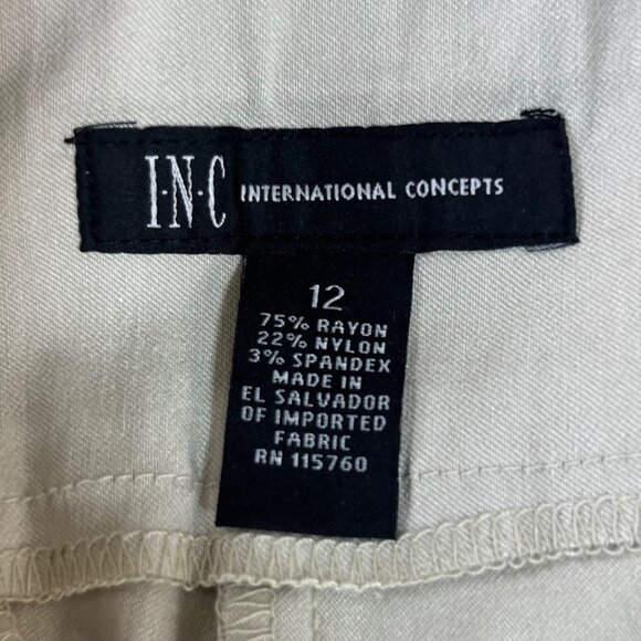 INC International Concepts Wide Leg Regular Fit Pants Womens 12 Toad Beige New - Picture 10 of 12